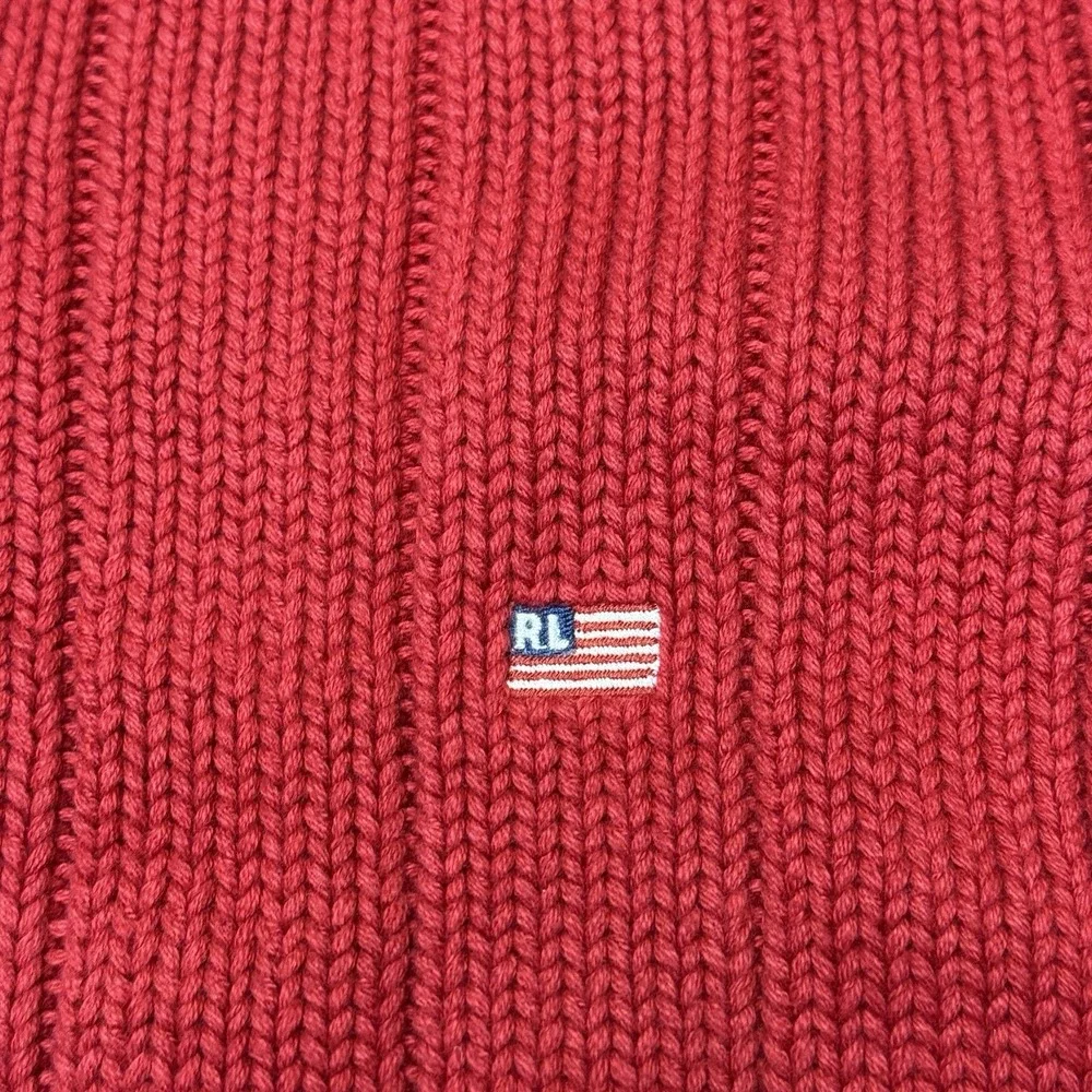 Polo Ralph Lauren Jeans Knit 1/4 Zip Sweater Men's XL Red Thick Heavy‎
